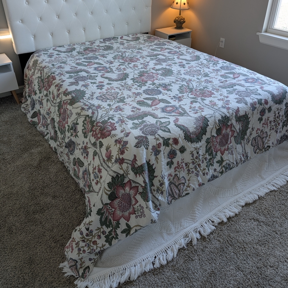 Pottery Barn Floral Duvet Cover King 108x92 Cotton Linen Botanical Cottagecore
